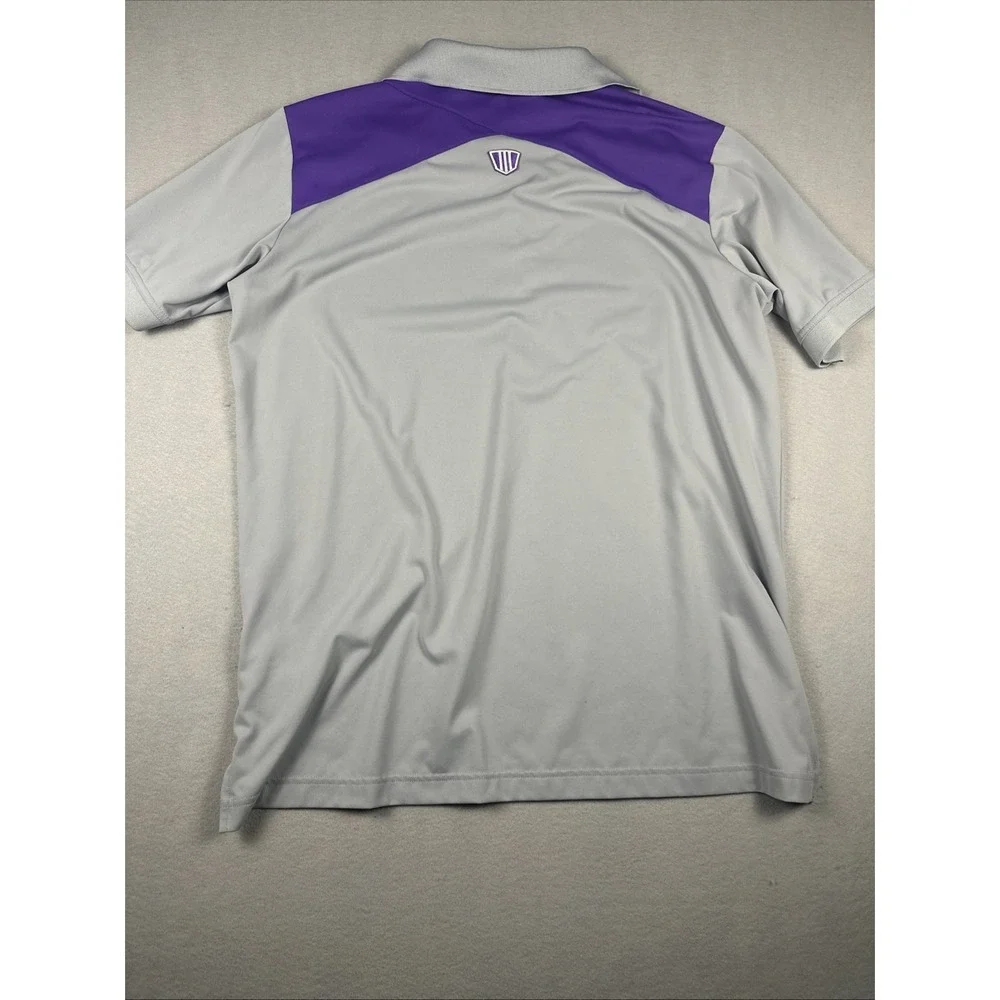 Adidas Men's Golf Polo Shirt‎ L Gray Purple Short Sleeve Collared
